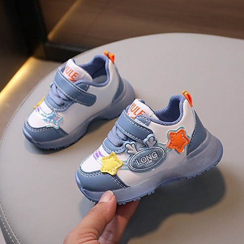 Tênis infantil menino sapatos de aprendizado Menina Moda Tênis com luzes de LED Leve e macio （0-2 anos）