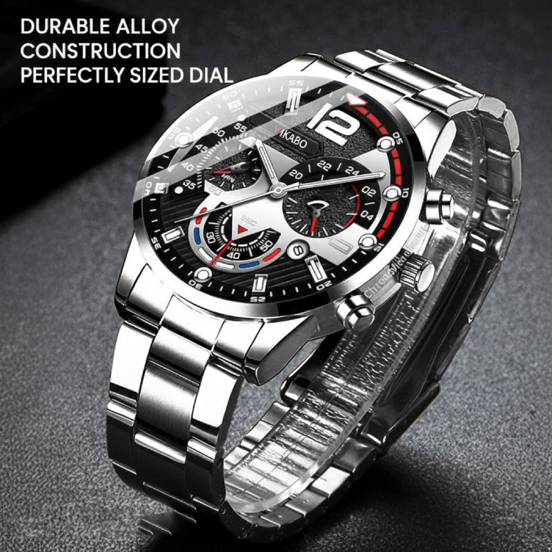 Relógio Clássico Masculino De Luxo Com Quartzo De Aço Inoxidável Para Escritório E Uso Diário-Presente De Feriado Perfei