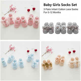 3 Pares/Set Bonito Rendas Flores Meias Do Bebê Recém-Nascido Algodão Estiramento Arco Cri…