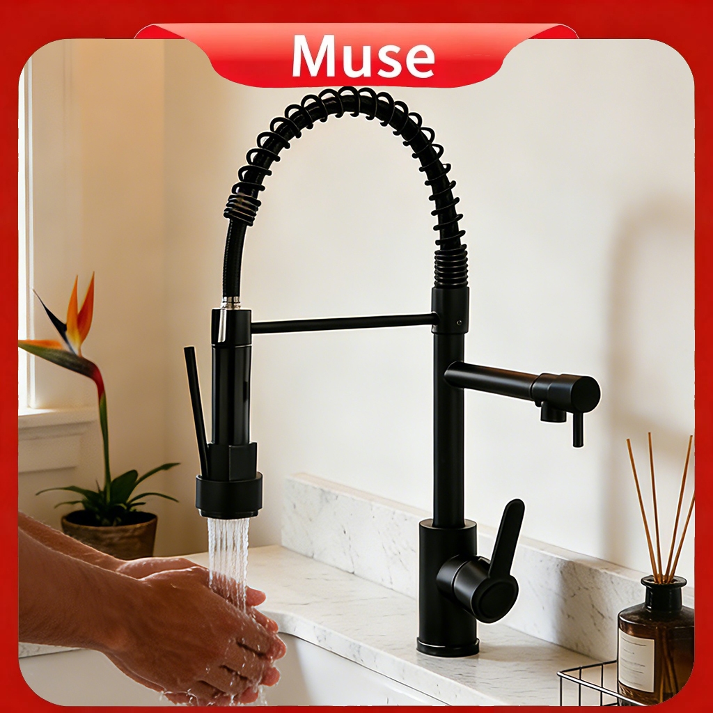 MUSE Gourmet Torneira De Cozinha Alça Única Com Extensor De Spray Pull down Misturador De Água Fria E Quente De Mola
