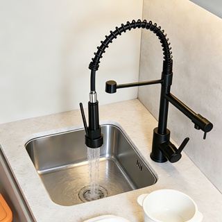 Torneira De Cozinha Gourmet Com Alavanca Única E Extensão De Spray Flexível-Preta Prateada Para Preparação De Alimentos em Oferta na Shopee