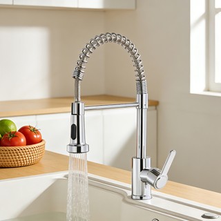 Torneira De Cozinha Premium Alça Única Misturador Com Extensor De Spray Tubo De Água Flexível Superior