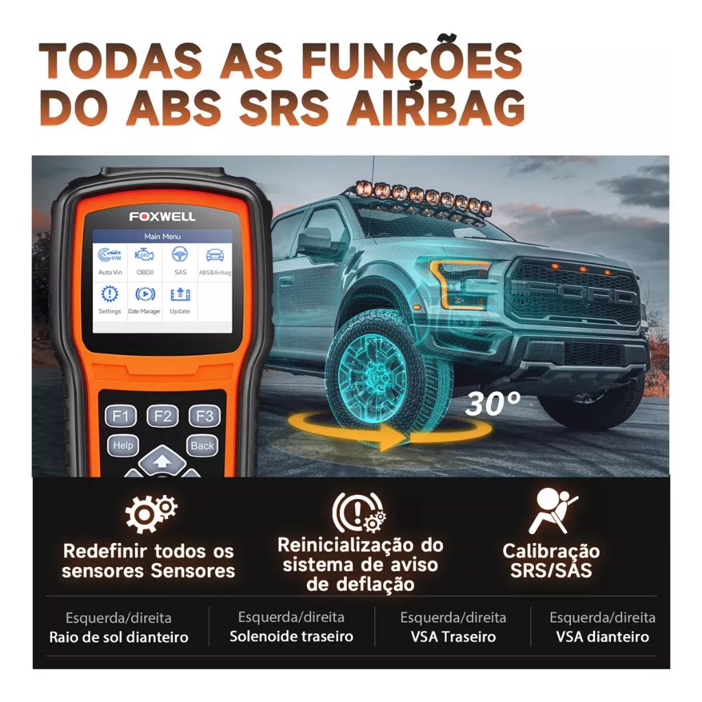 Foxwell NT630 PLUS OBD2 Scanner De Carro Verificação Do Motor Automático Ler Código Erro Claro ABS SRS Airbag SAS Sistem — imagem 2 de 2