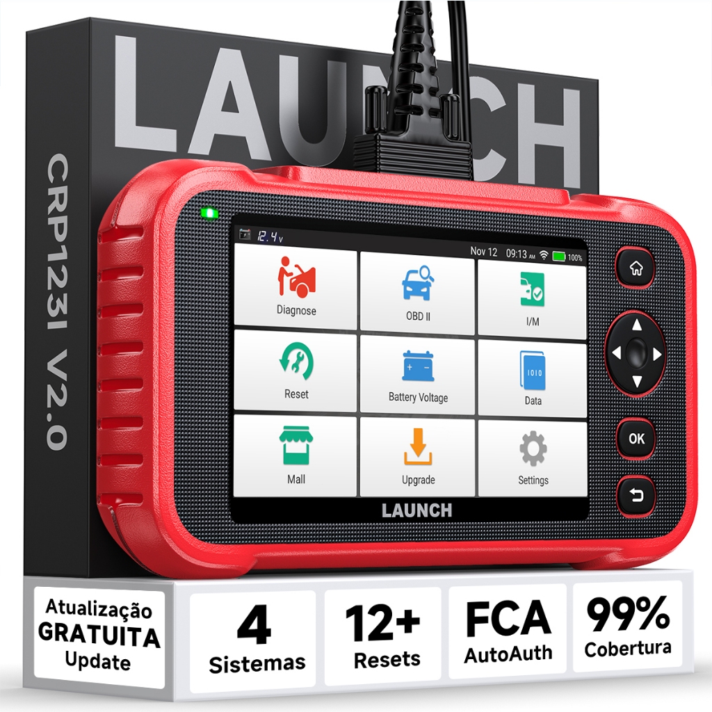 LAUNCH CRP129I V3 Scanner Automotivo ABS SRS Transmissão Motor A/F Óleo TPMS EPB 12 Reinicialização