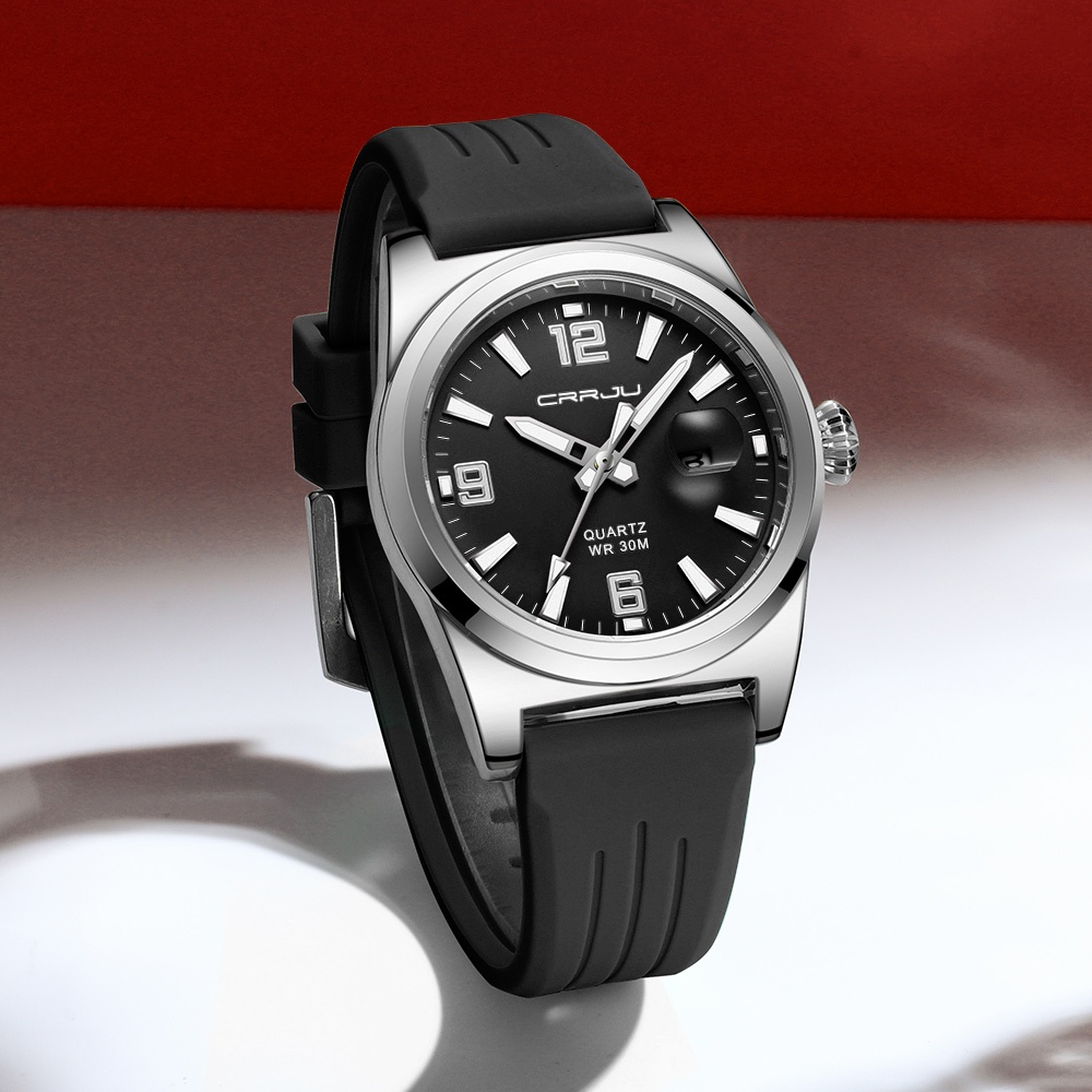 CRRJU Relógio Masculino Marca Original Moda Pulseira De Silicone Display Exclusivo De Data Mãos Luminosas Minimalista Ca · foto 2