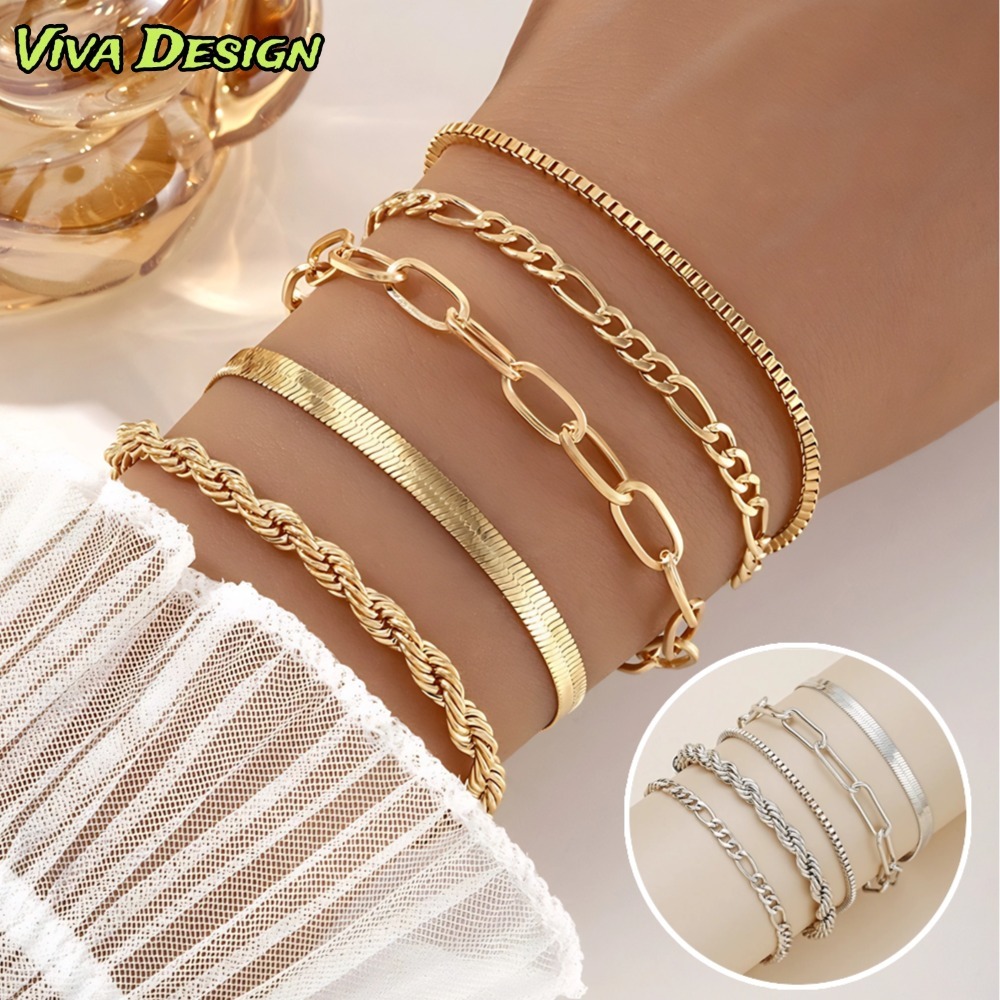 Conjunto De 5pcs/Set Pulseiras De Ouro Vintage Para Cobra De Cristal Feminina Corrente Acessórios Jóias