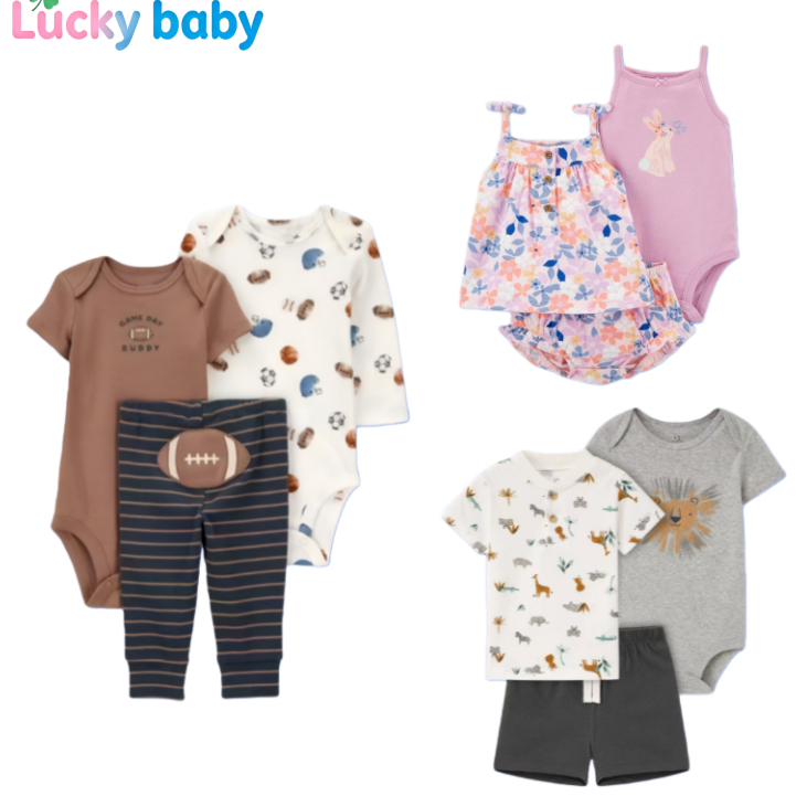 Masculino feminino bebê Shorts de manga curta conjunto de 3 peças terno do bebê (0-24 meses) algodão puro bebê estilingu