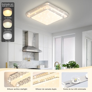 Luminária Teto Plafon Led Sobrepor Efeito Cristal Céu Estrelado Brilhante 3 Cores Borda Infinita em Oferta na Shopee