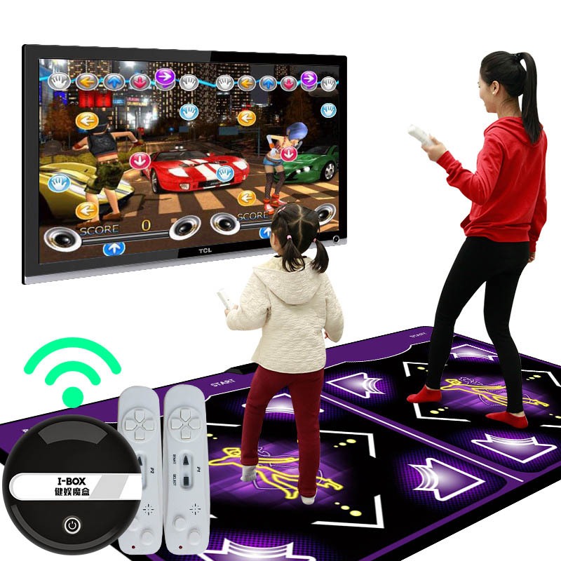 Tapete De Dança Duplo Sem Fio Antiderrapante Com 2 Controle Remoto Multifuncional Para Pc Tv