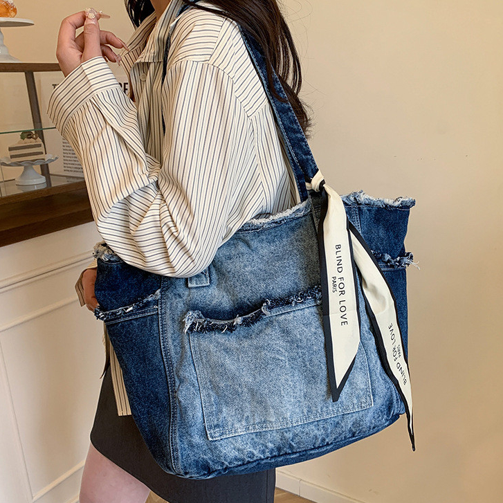 Bolsa jeans novo estilo bolsa de ombro bolsa mensageiro sacola de grande capacidade