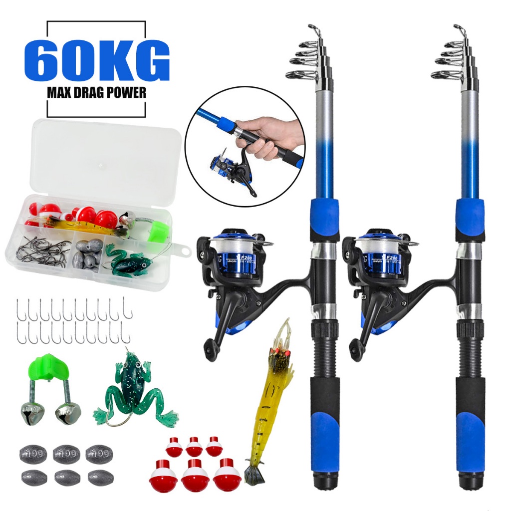 KIT Vara De Pesca Completa 1.8M + Molinete máxtração 60 kg + Variedade de iscas