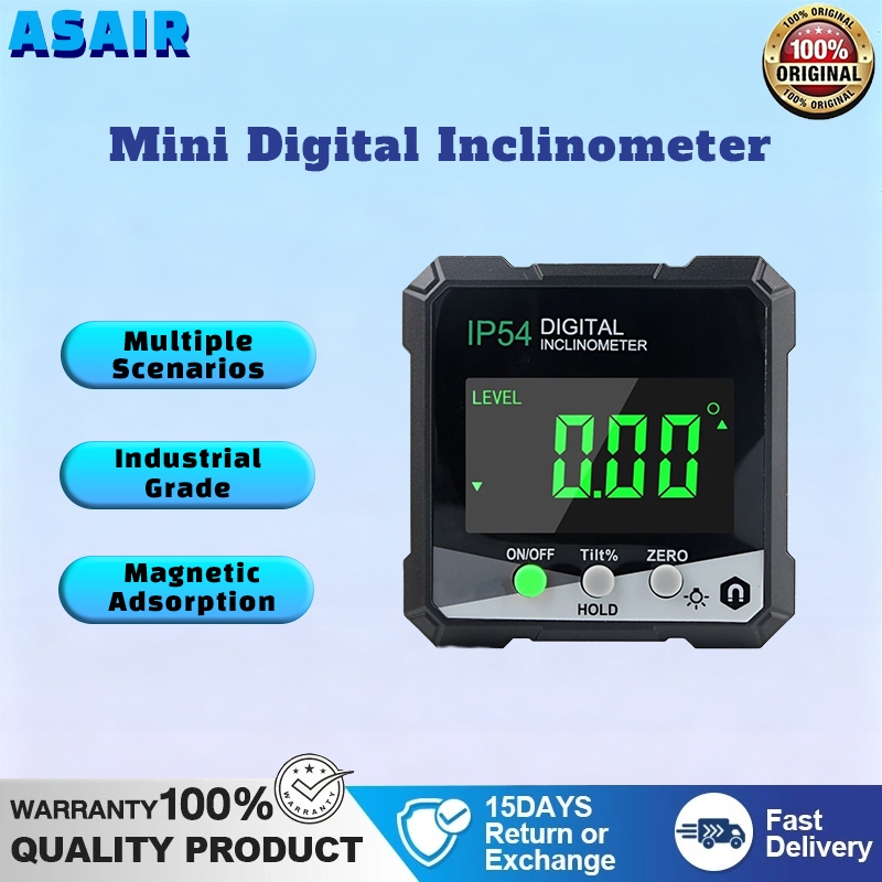 Inclinômetro Universal ASAIR Mini 360 ° Base Magnética Do Transferidor Chanfrado Eletrônico Medidor De Ângulo De Nível D