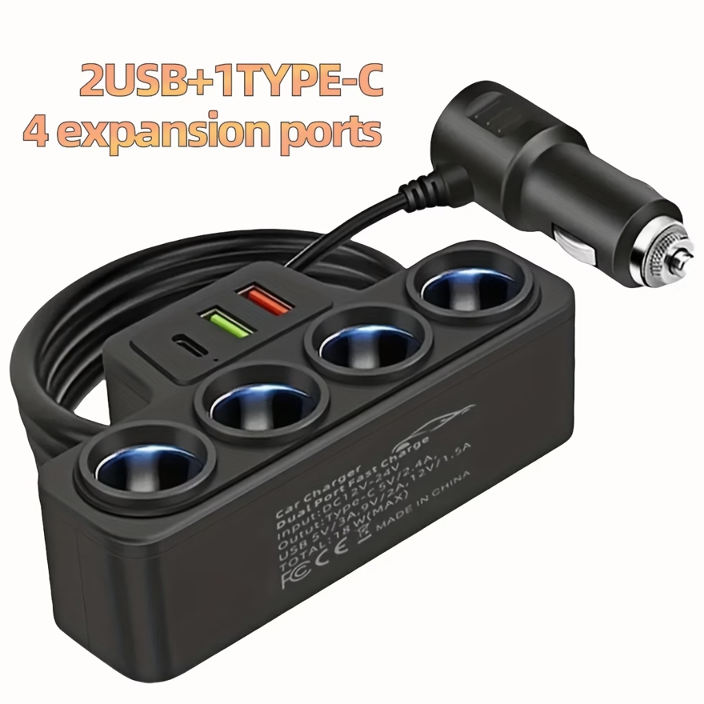 Adaptador De Isqueiro De Carro 120W 4 Em 1 12V/24V Tomada USB em Oferta na Shopee