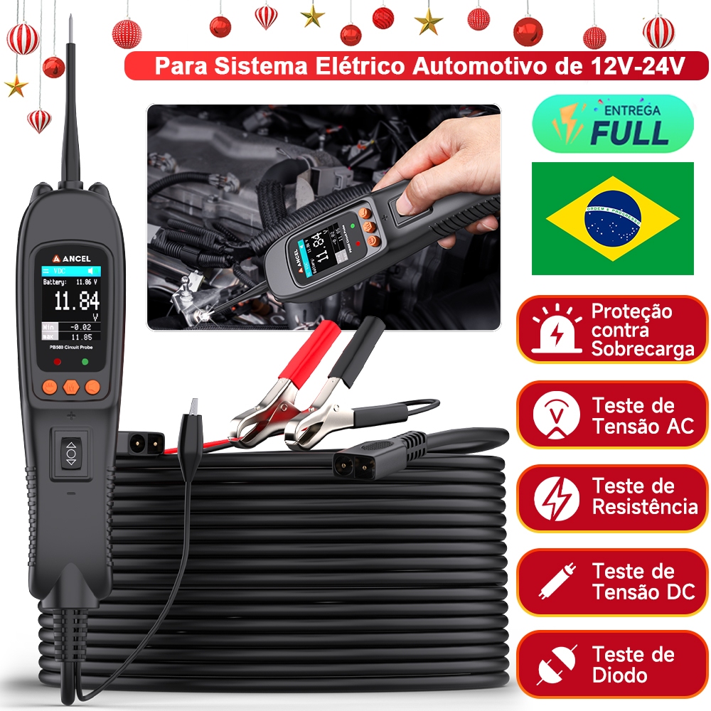 ANCEL PB500 Testador De Circuito Automotivo Kit De Sonda De Potência AC/DC Ciclo De Trabalho Injeção De Combustível