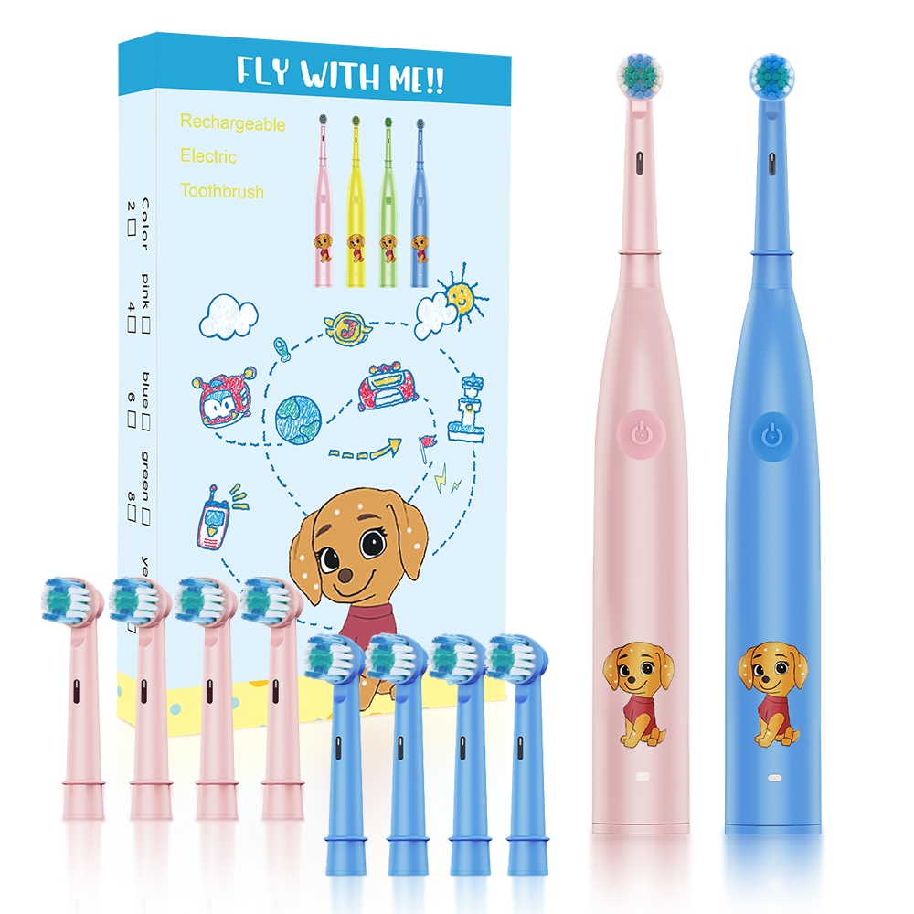 Escova De Dentes Elétrica Infantil , Rotativa 3D , 5 Modos E 4 Cabeças De , Sensor De Pressão Para Proteger As Gengivas