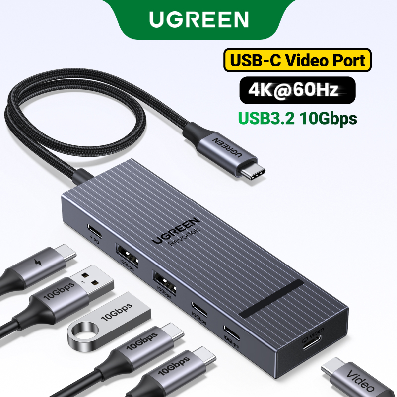 UGREEN USB C 6 Em 1 Docking Station 4K @ 60Hz-Porta De Vídeo USB3.2 Dock De 10 Gbps Para Computador/Tablet/Telefone/Cons
