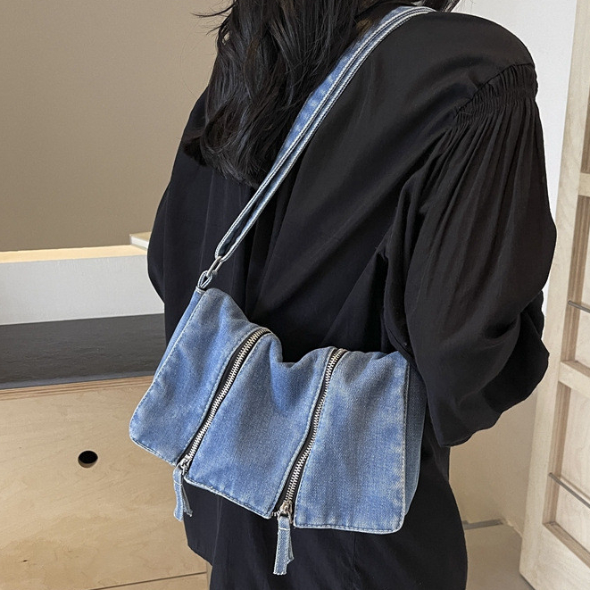 Bolsa feminina novo estilo pequena bolsa quadrada bolsa jeans bolsa mensageiro bolsa de ombro