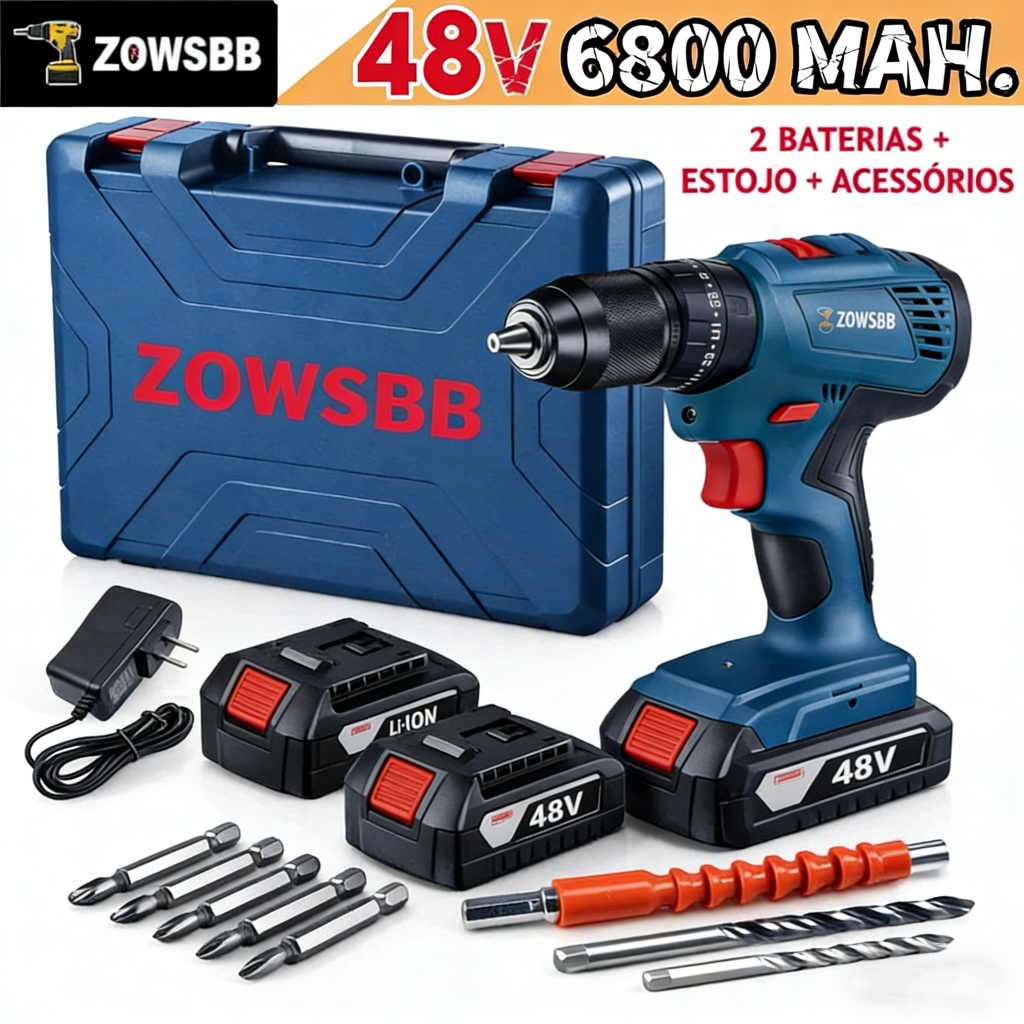 Furadeira parafusadeira  furadeira de impacto 48v Genérica bosch GSR 185-li elétrica 2 Baterias