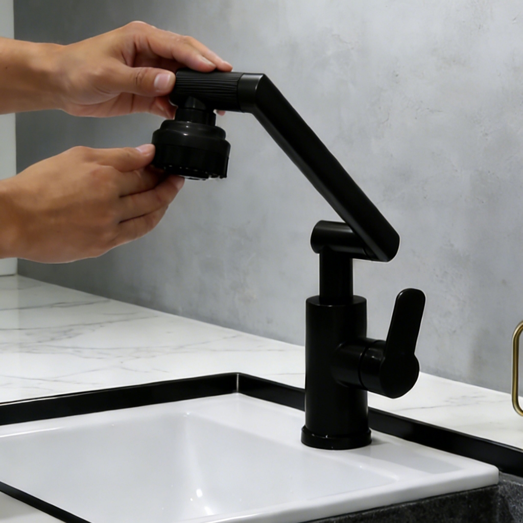 Torneira Do Banheiro Água Quente E Fria Pia Misturadora Bacia Torneiras Lavatório Puxar De Elevação Com Bico Rotativo em Oferta na Shopee