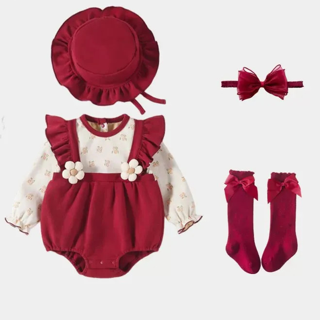 Mês inteiro roupas de bebê roupas de outono bebê menina cem dias roupas de bebê um ano de idade Super fofo vestido de pr