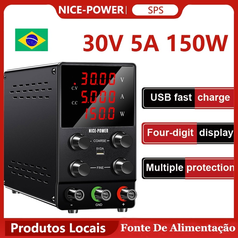 Fonte de Bancada NICE-POWER SPS305 30V 5A 150W Regulador de comutação variável de alta precisão com exibição de 4 dígito em Oferta na Shopee