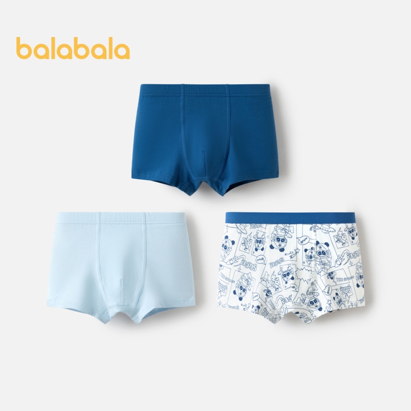 Balabala Meninos Algodão Boxer Breve Roupa Interior Bebê Quadrado Calças Curtas Uma Classe Três Pacote Macio E Confortáv