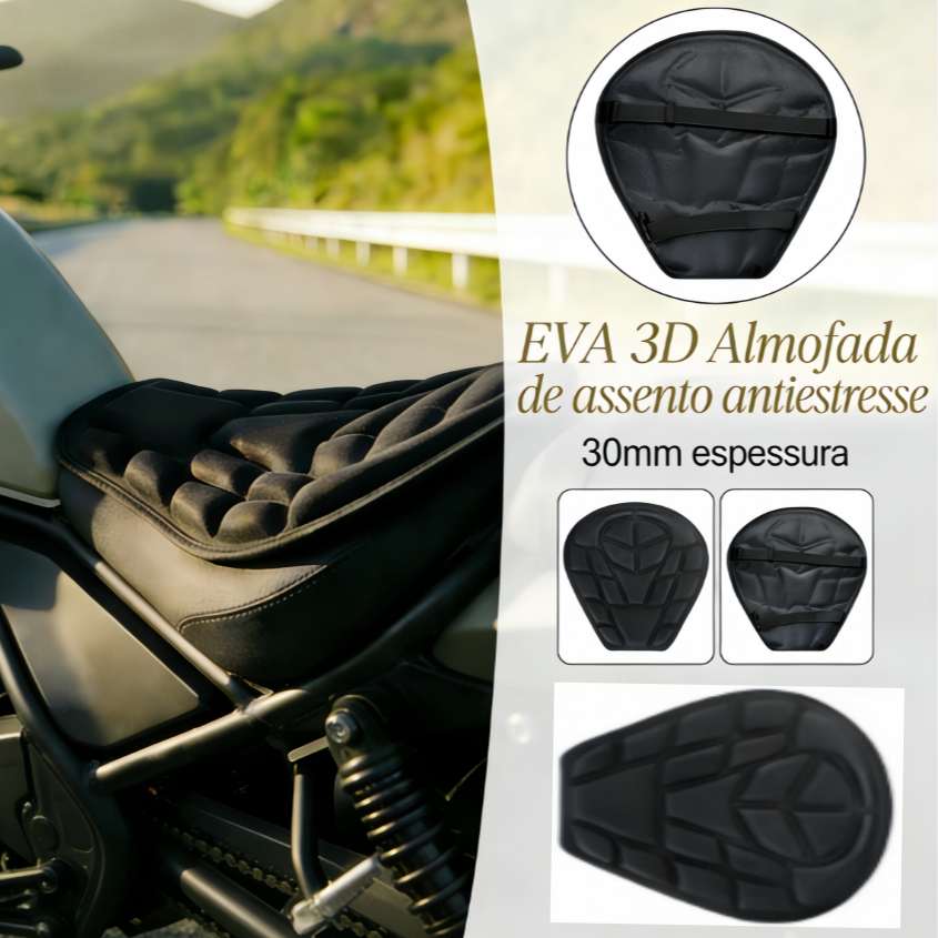 Almofada Assento Respiravel 3D Ergonômica Para Moto Antiderrapante Selim Conforto para Bunda