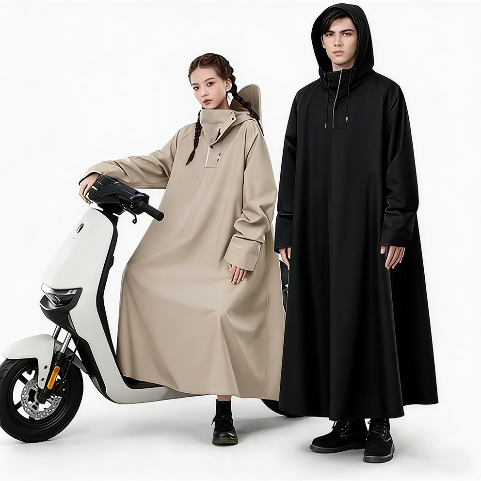 Capa de chuva impermeável, com capa de motor ajustável - longa, à prova de vento, cobertura de corpo inteiro