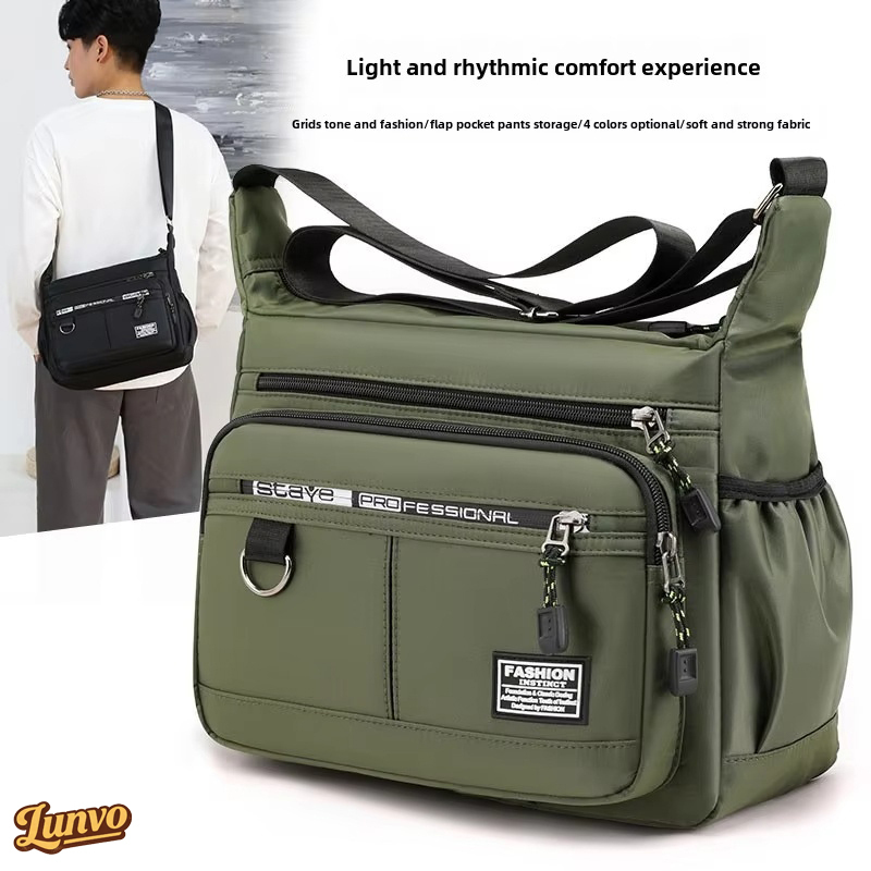 Grande capacidade bolsa de ombro mochila resistente impermeável Nylon saco de masculino crossbody em Oferta na Shopee