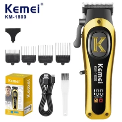 Kemei 1800 Profissional Barbeiro Máquina De Cortar Cabelo Sem Fio Aparadores De Elétricos Para Homens Display LCD Recarr