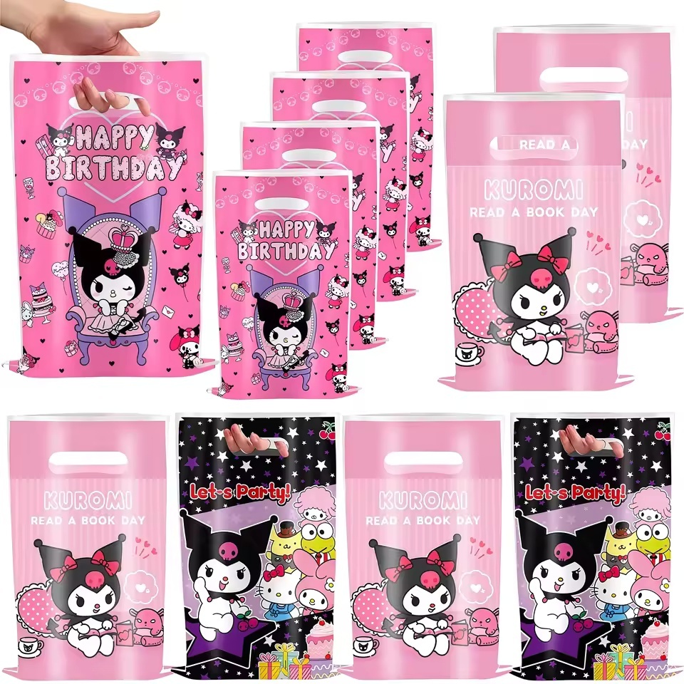 50 Pçs Bolsa Sacos De Doces Kuromi Festa De Aniversário Decoração Sanrio Saco De Embalagem Chá De Bebê Menina Fontes De