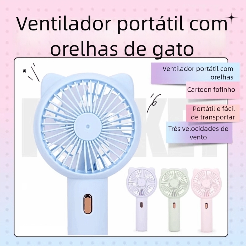 Mini Ventilador Portátil | Design De Desenho Animado De Gato Fofo Recarregável USB Para Atividades Ao Ar Livre , Viagens