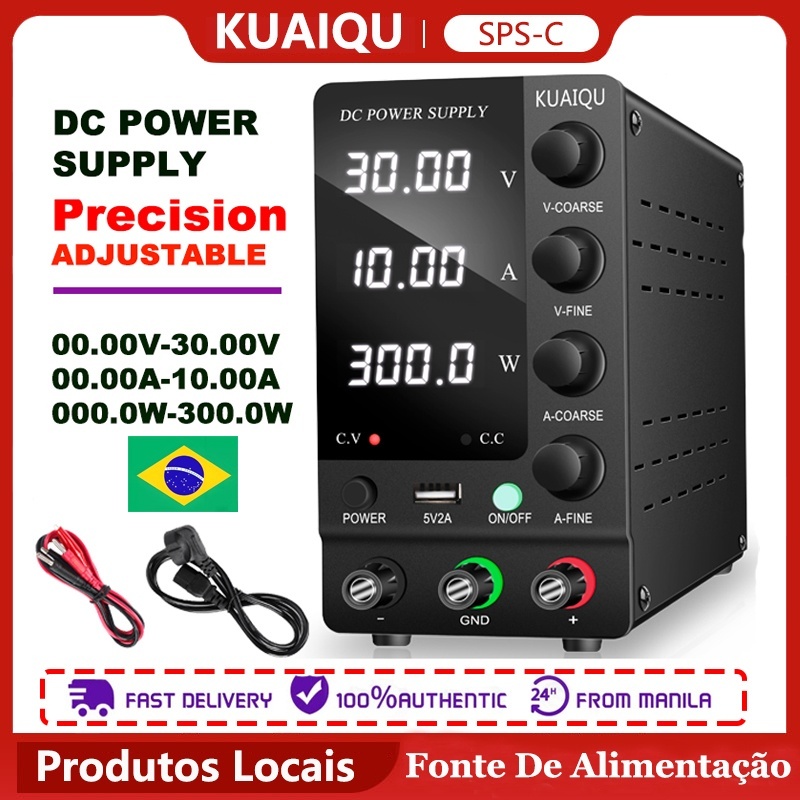 Fonte de alimentação de laboratório KUAIQU DC 30V 60V 120V Regulador de tensão ajustável Banco Fonte de alimentação de