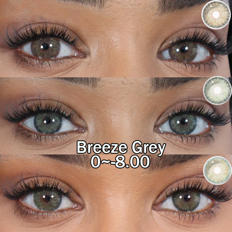 【Breeze Grey】Lentes De Contato 14.2 Mm 0 ~-8.00 Coloridas Para Miopia Cosméticos Os Olhos Iris Urbenlayer