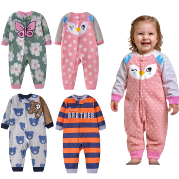 Masculino feminino bebê de pelúcia manga comprida macacão macio masculino feminino pijamas sem pé macacão com zíper