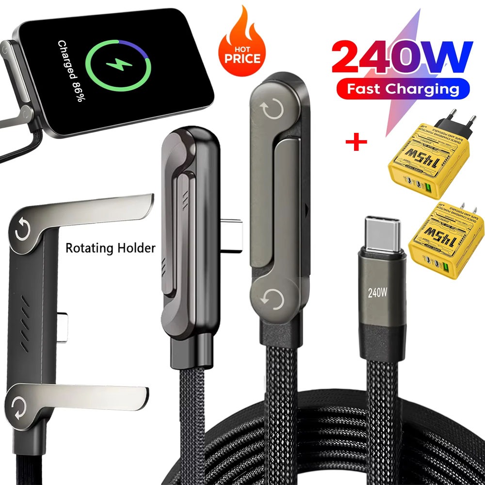 Cabo De Carregamento De Suporte De 240 W , 2 Em 1 Com Telefone Para Jogos/Vídeos , Compatível iPhone 15-17 E Huawei em Oferta na Shopee