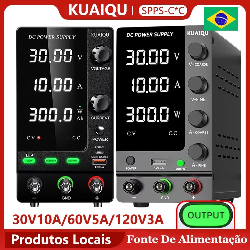 Fonte de alimentação regulada ajustável 30V 10A da fonte de alimentação do banco dos dígitos do Brasil OCP 110V/220V em Oferta na Shopee