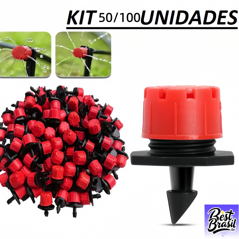 Kit 50/100 Bico Gotejador Para Irrigação Jardim Regulável 70l/h Mangueira bestseller