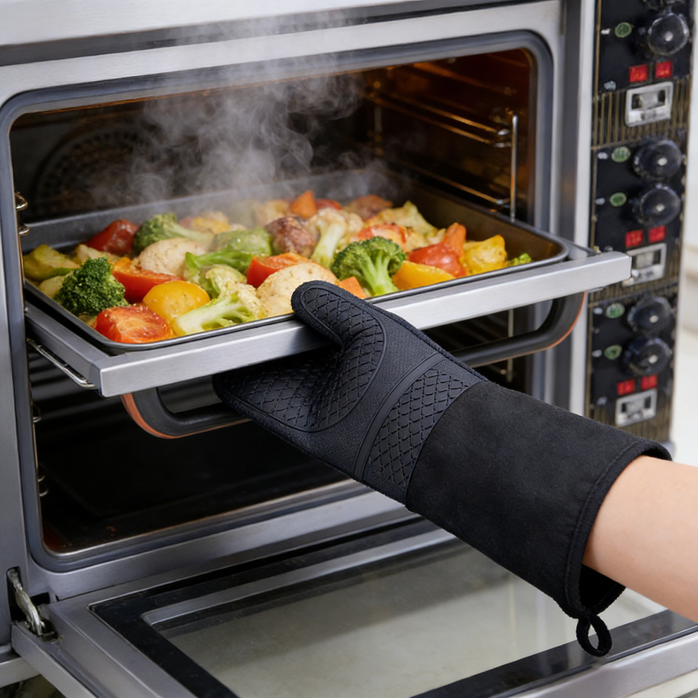 Luva Cozinha Térmica Forno Fogão 50cm Alta Temperatura Profissional Silicone Algodão