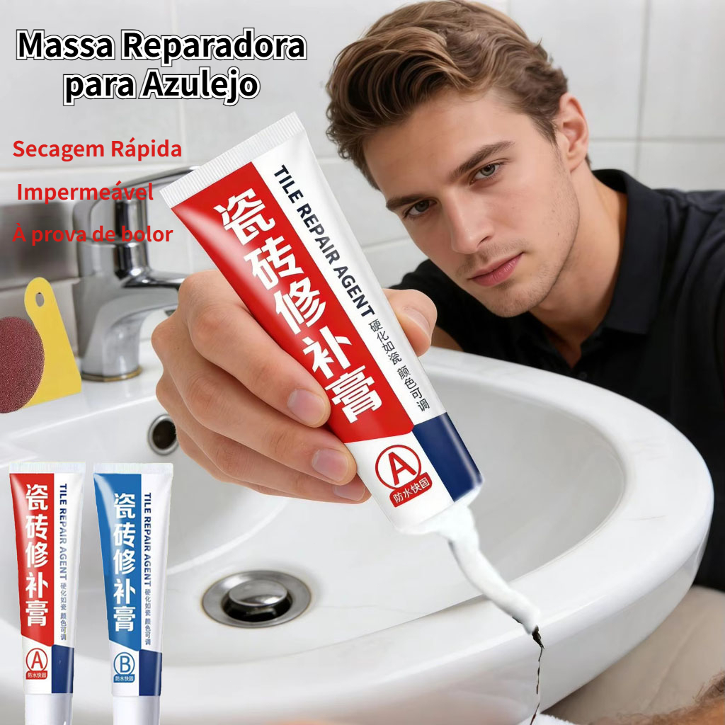 Kit Massa Reparadora para Azulejo e Piso Personalizado Reparo de Trincas, Cor Ajustável, Impermeável e Secagem Rápida