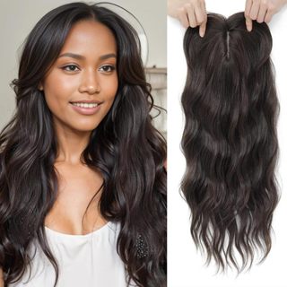 Toppers De Cabelo De 60 Cm , Longo , Ondulado , 3D , Com Franja , Grande Cobertura Para Desbaste , Orgânico , Marrom Esc em Oferta na Shopee