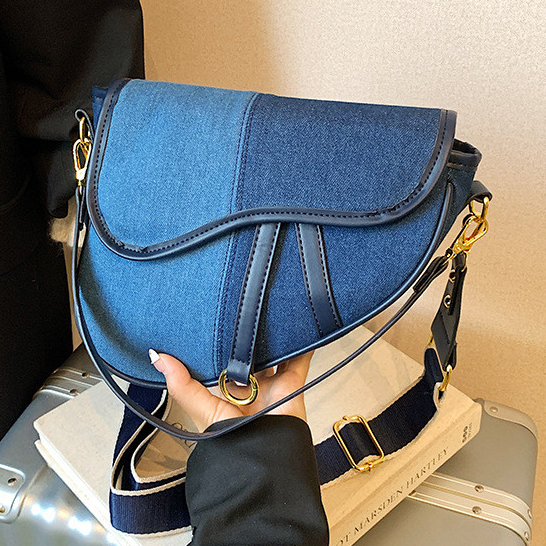Bolsa jeans novo estilo cor contrastante bolsa de ombro bolsa Crossbody bolsa sela