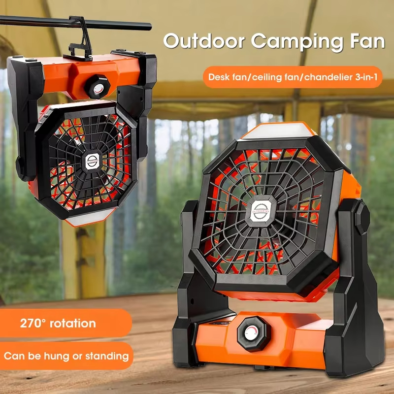 Ventilador Camping USB Recarregável Super Silencioso Oscilante Longa Duração LED em Oferta na Shopee