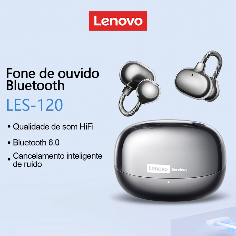 Lenovo LES-120 Fones De Ouvido Bluetooth Alta Fidelidade Qualidade De Som Primavera Arco Design Ultra-Longa Vida Útil Da