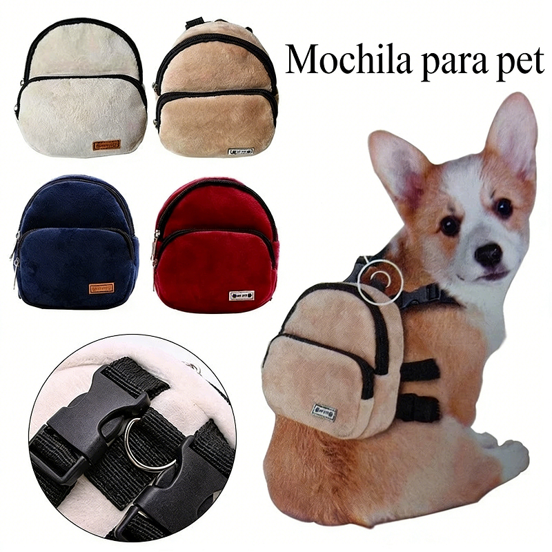 Mochila Para Cachorro Fofa Portátil Bolsa Pet Anti-derrapante com Bolsa Pequena Ideal para Passeios & Viagens