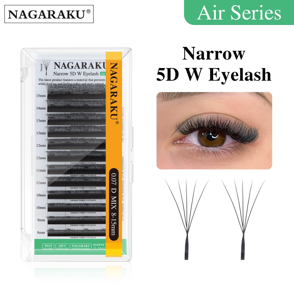 NAGARAKU 5D Estreito W Forma Cílios Extensão Pré-Fabricado Volume Ventilador Quadrinhos Natural Macio Menor Espaçamento em Oferta na Shopee