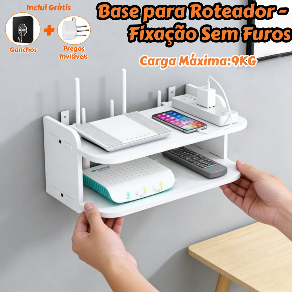 【MDF Durável】Prateleira para Roteador – Suporte Invisível na Parede, Acomoda TV/Modem/Video Game!