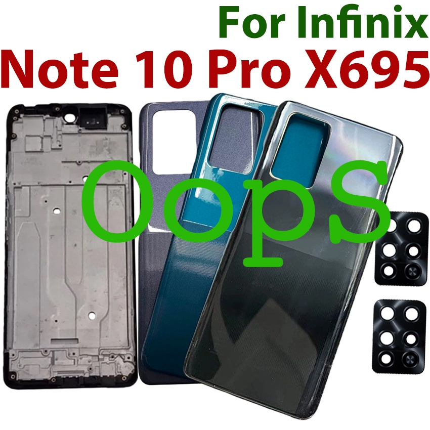 Carcaça Traseira Para Infinix Note 10 Pro X695 , Tampa Da Bateria , Moldura Intermediária + Botão + Frontal LCD + Câmera