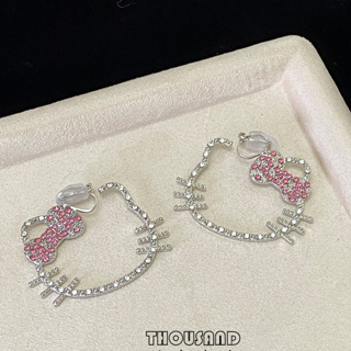 Brincos de menina hellokitty cheio de diamantes fofos brincos exagerados brincos de Design de nicho em Oferta na Shopee