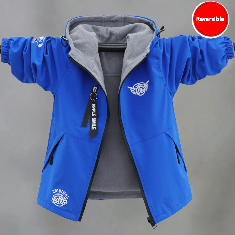 Outono Roupas Infantis Dupla Face Usar Jaqueta Casaco De Lã Menino Impermeável À Prova De Vento Crianças Outerwear Espor